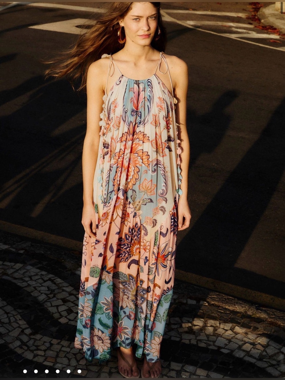 NWT FARM RIO Multicolor Boho Floral Delhi Pleated Maxi Dress